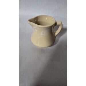Vintage Mayer China Mayan Ware Creamer Pitcher Beige Embossed Floral Ceramic